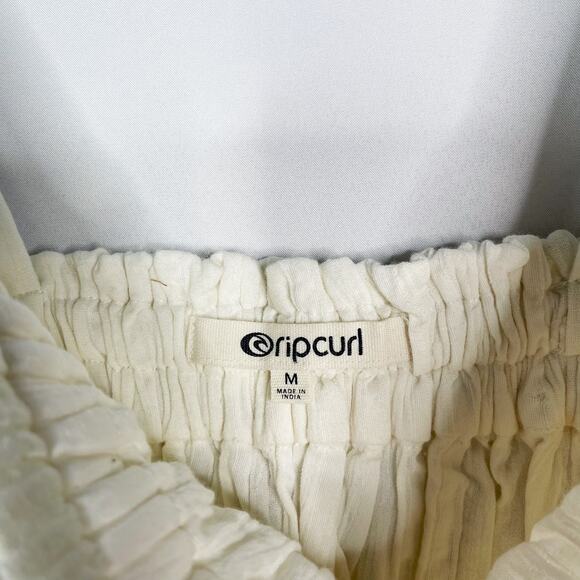 New Ripcurl Medium Cream Norah Tank Top Smocking Shoulder Tie Cotton Gauze Bone - Picture 8 of 11